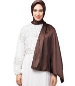 Chocolate Brown Silky Satin Royal Touch Silky Shiny Solid Hijab