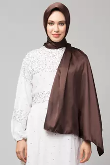 Chocolate Brown Silky Satin Royal Touch Silky Shiny Solid Hijab
