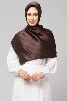 Chocolate Brown Silky Satin Royal Touch Silky Shiny Solid Hijab