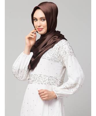 Chocolate Brown Silky Satin Royal Touch Silky Shiny Solid Hijab 4