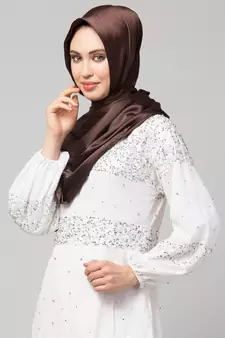 Chocolate Brown Silky Satin Royal Touch Silky Shiny Solid Hijab