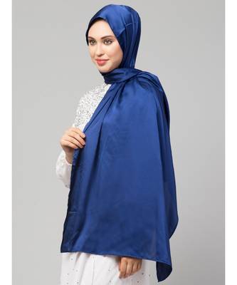 Royal blue Silky Satin Royal Touch Silky Shiny Solid Hijab 2