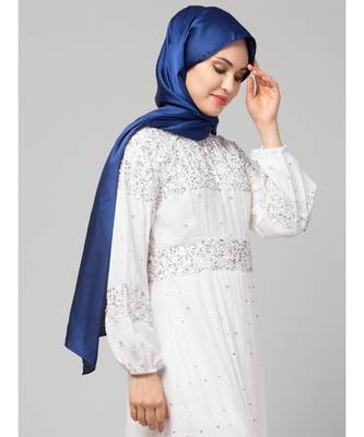 Royal blue Silky Satin Royal Touch Silky Shiny Solid Hijab 3