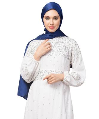 Royal blue Silky Satin Royal Touch Silky Shiny Solid Hijab 5