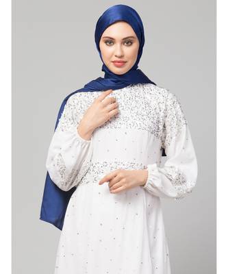 Royal blue Silky Satin Royal Touch Silky Shiny Solid Hijab 6