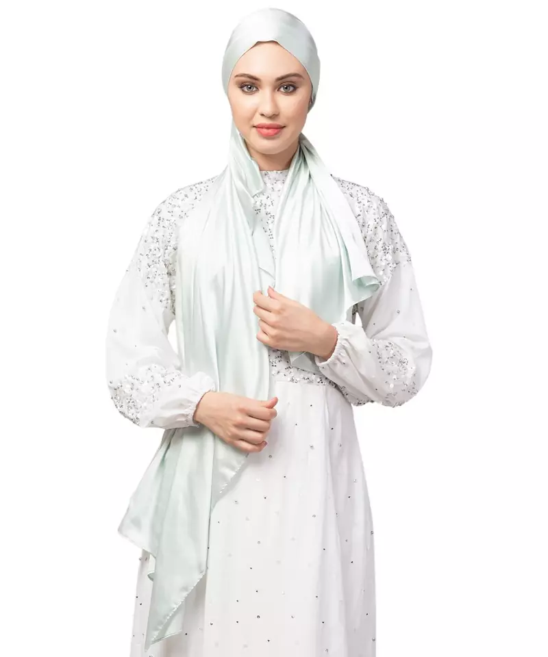 Sea Foam Silky Satin Royal Touch Silky Shiny Solid Hijab