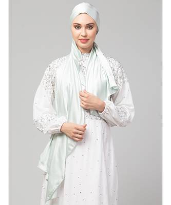 Sea Foam Silky Satin Royal Touch Silky Shiny Solid Hijab 2