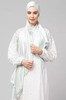 Sea Foam Silky Satin Royal Touch Silky Shiny Solid Hijab