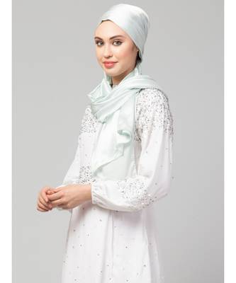 Sea Foam Silky Satin Royal Touch Silky Shiny Solid Hijab 3