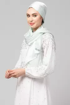 Sea Foam Silky Satin Royal Touch Silky Shiny Solid Hijab