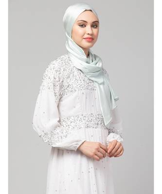 Sea Foam Silky Satin Royal Touch Silky Shiny Solid Hijab 4