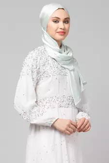Sea Foam Silky Satin Royal Touch Silky Shiny Solid Hijab