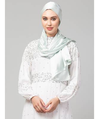 Sea Foam Silky Satin Royal Touch Silky Shiny Solid Hijab 5
