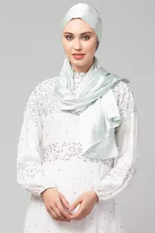 Sea Foam Silky Satin Royal Touch Silky Shiny Solid Hijab