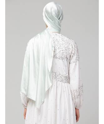 Sea Foam Silky Satin Royal Touch Silky Shiny Solid Hijab 6
