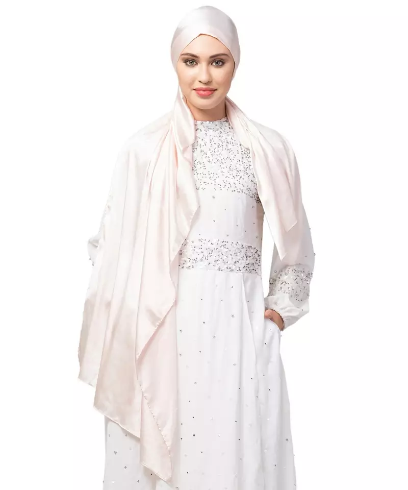 Pastel Pink Silky Satin Royal Touch Silky Shiny Solid Hijab