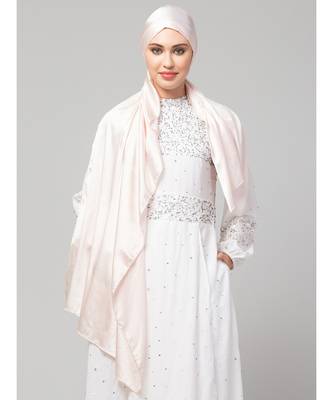 Pastel Pink Silky Satin Royal Touch Silky Shiny Solid Hijab 2