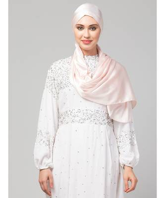 Pastel Pink Silky Satin Royal Touch Silky Shiny Solid Hijab 3