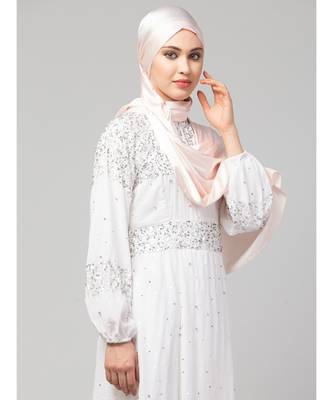 Pastel Pink Silky Satin Royal Touch Silky Shiny Solid Hijab 4