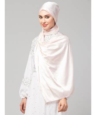 Pastel Pink Silky Satin Royal Touch Silky Shiny Solid Hijab 5