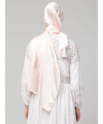 Pastel Pink Silky Satin Royal Touch Silky Shiny Solid Hijab 6