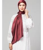 Scarlet Maroon Silky Satin Royal Touch Silky Shiny Solid Hijab