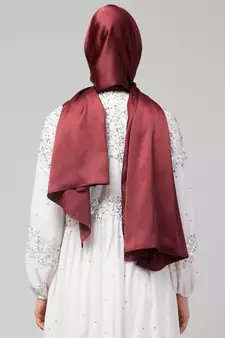 Scarlet Maroon Silky Satin Royal Touch Silky Shiny Solid Hijab