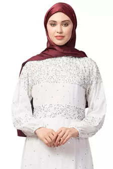 Scarlet Maroon Silky Satin Royal Touch Silky Shiny Solid Hijab