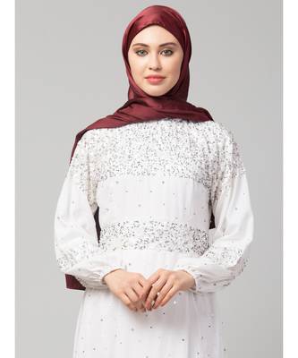 Scarlet Maroon Silky Satin Royal Touch Silky Shiny Solid Hijab 6