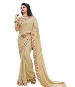 Beige printed georgette saree with blouse