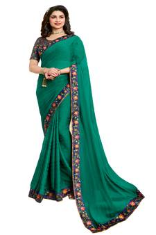 Blue printed georgette saree with blouse