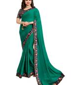 Blue printed georgette saree with blouse