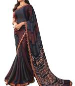 Blue printed georgette saree with blouse