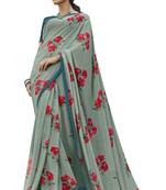 Grey printed georgette saree with blouse