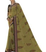 Mehendi printed georgette saree with blouse