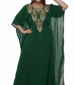 Dark Green Hand Embroidered Farasha