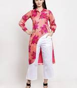 Pink printed cotton short-dresses