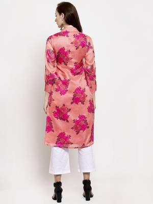 Pink printed cotton short-dresses 3