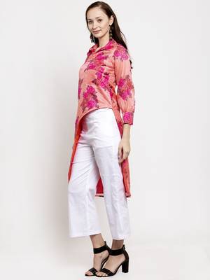 Pink printed cotton short-dresses 5