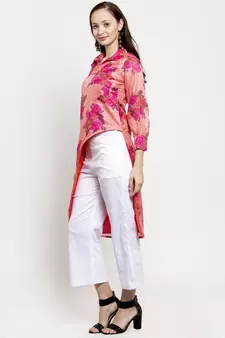 Pink printed cotton short-dresses