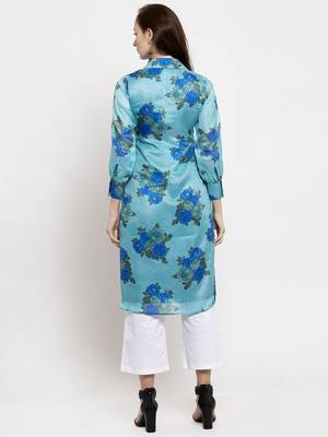 Blue printed cotton short-dresses 3
