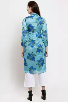 Blue printed cotton short-dresses