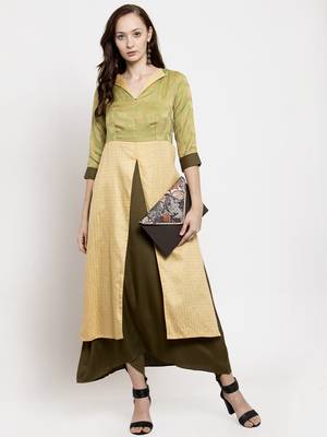Green printed cotton long-dresses 3