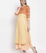 Gold printed cotton long-dresses