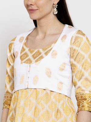 White printed silk long-dresses 2