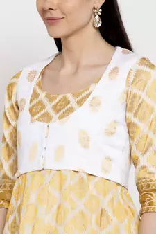 White printed silk long-dresses