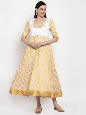 White printed silk long-dresses 4