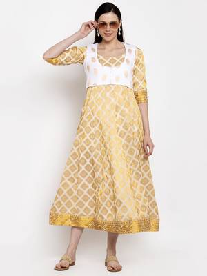 White printed silk long-dresses 5