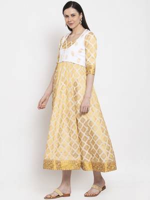 White printed silk long-dresses 1