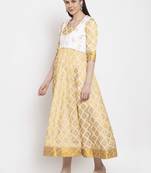 White printed silk long-dresses